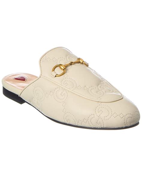 Gucci Gg Princetown Leather Slipper In White Lyst