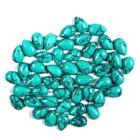 Green Turquoise Cabochons Synthetic Turquoise 4x6mm Pear Etsy