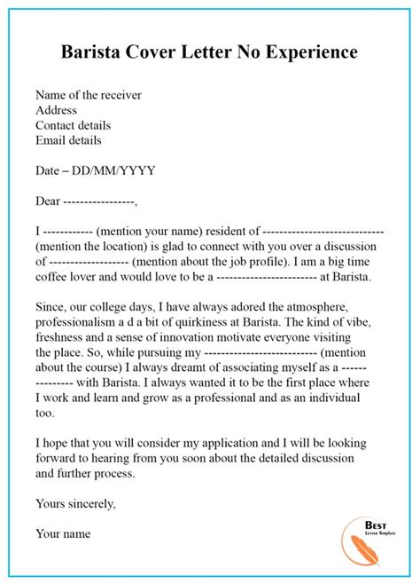 Barista Cover Letter Template Format Sample Examples Cover