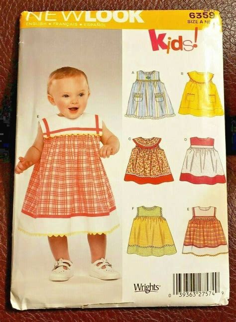 New Look Pattern 6359 Baby Dress Wcollar Size Infant S M L New