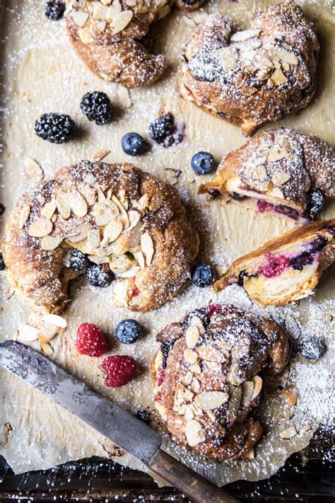 Mixed Berry Almond Croissants Recipe Almond Croissant Food Half