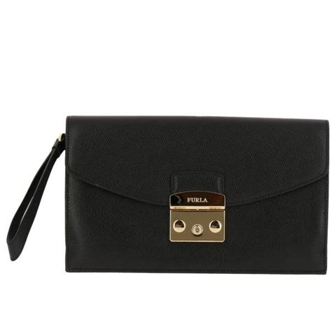 Furla Outlet Metropolis Envelope Clutch Bag In Textured Leather