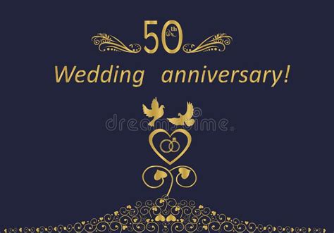 50th Golden Wedding Anniversary Card Stock Illustration Illustration