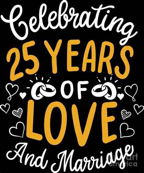 25th Wedding Anniversary 25 Years Of Love And Marriage Digital Art By