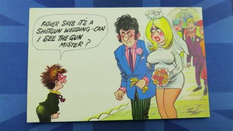 Saucy Bamforth Comic Postcard 1960s Blonde Big Boobs Church Wedding