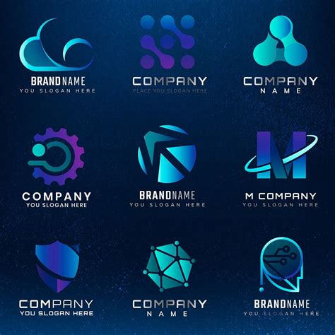 Gradient Corporate Technology Psd Futuristic Logo Set Premium Image