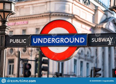London Underground Sign Located In The City Center Editorial Stock