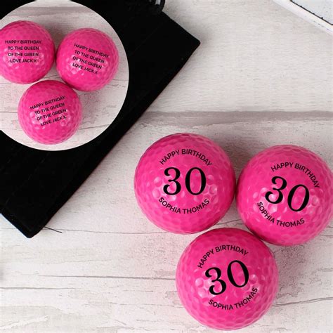 A Set Of Three Pink Birthday Personalised Golf Balls By The Letteroom