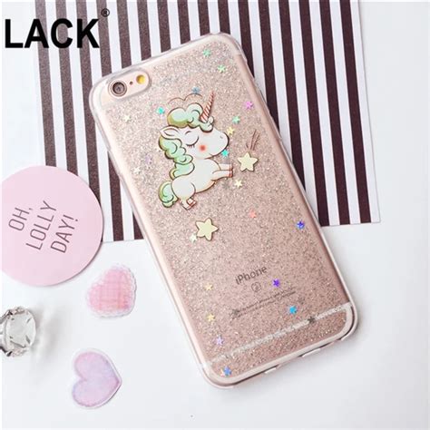 Lack Bling Glitter Cute Cartoon Unicorn Case For Iphone 6s Case For