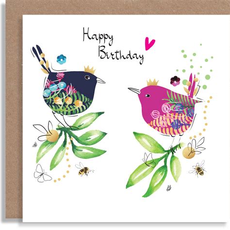 Birthday Birds Card Personalised Handmade Greeting Card Card For