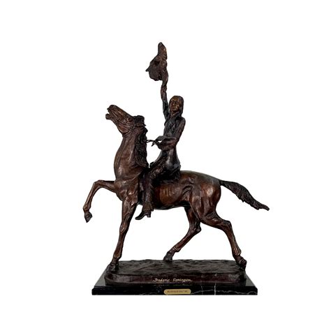 Bronze Remington Buffalo Signal Table Top Sculpture Florida Bronze