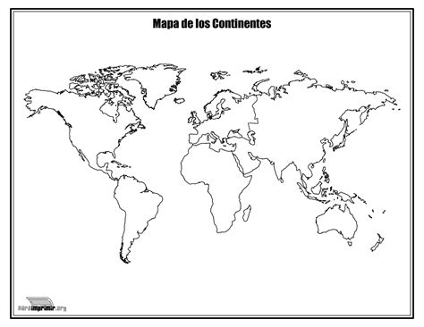 Mapa De Los Continentes Sin Nombres Para Colorear Y Para Imprimir