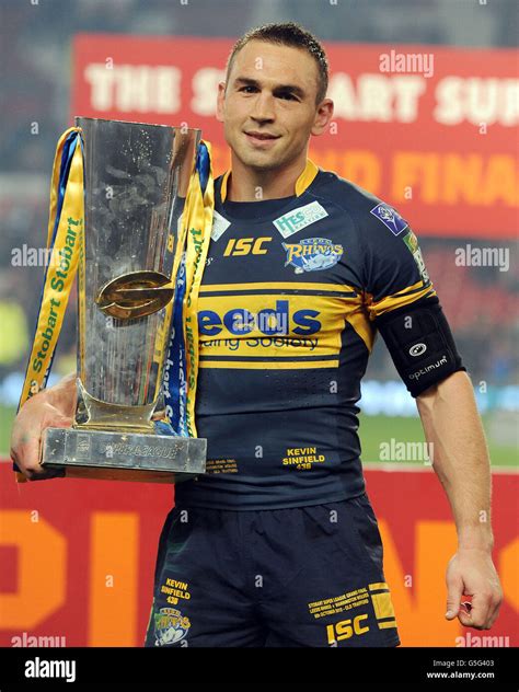 Leeds Rhinos Kevin Sinfield With The Trophy After His Sides