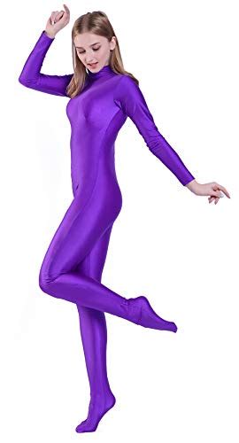 Kepblom Unisex Turtleneck Costume Unitard Spandex Long Sleeve Footed