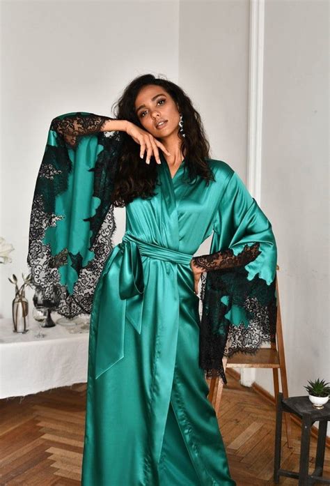 Light Green Robe Forest Green Womens Robegreen Women Etsy In 2021 Fancy Robes Luxury Robes