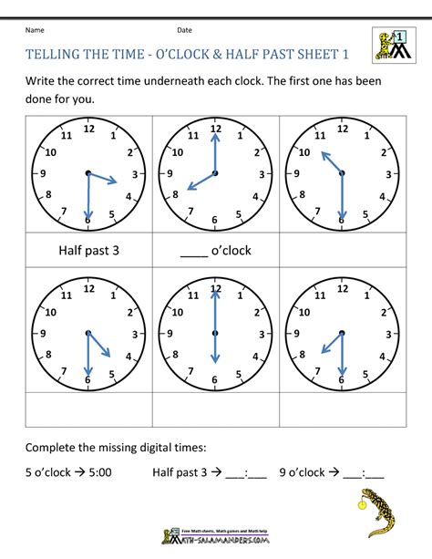 Telling Time Clock Face Worksheet