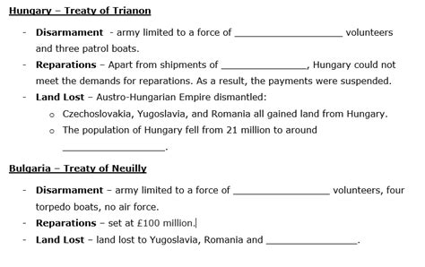 Terms And Opinions On The Treaty Of Versailles Interactive Worksheet