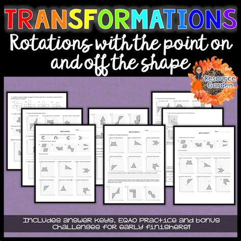Transformations Practicing Rotations Worksheets Worksheets Distance