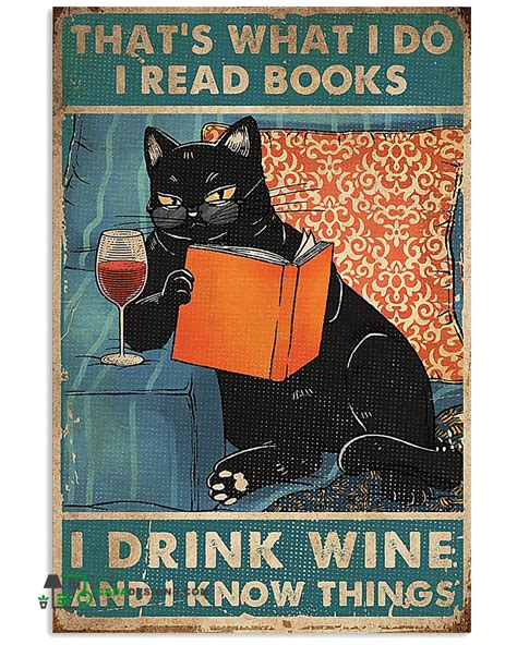 Black Cat Wine Book Loves Canvas Prints Thats What I Do I Read Books