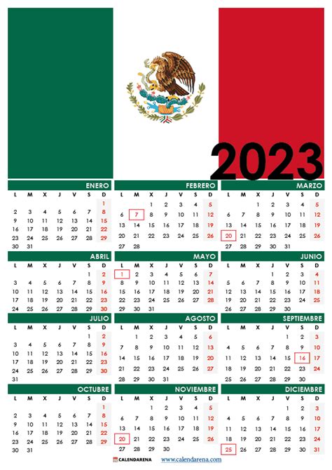 Calendario 2023 Mexico Con Dias Festivos Oficiales Para Imprimir Pdf