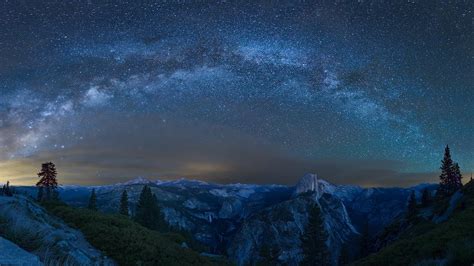 1920x1080 Night Trees Nature Landscape Yosemite National Park Milky Way