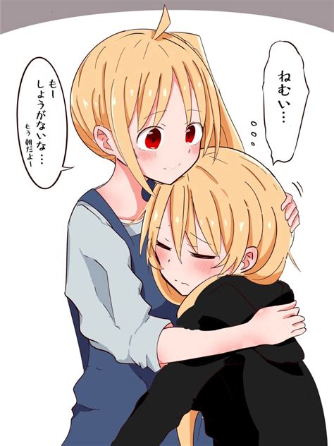 Ijichi Nijika Ijichi Seika Bocchi The Rock Highres Blonde Hair Hug Jinyama Siblings