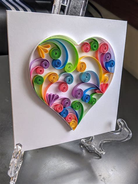 3d Heart Quilled Greeting Card Valentines Quilled Card Anniversary