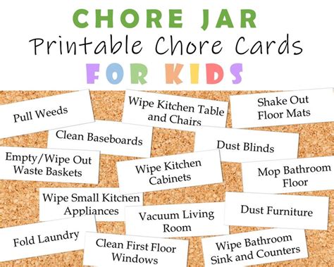 Printable Chore Cards For Kids Etsy