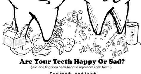 Teeth Coloring Pages Happy Tooth And Sad Tooth Fingerplay Dental