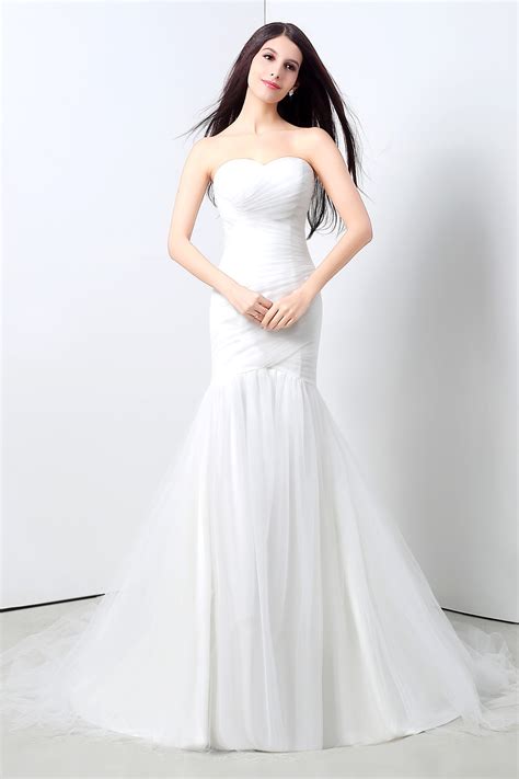 Nowadays, simple strapless wedding dresses belong to the most popular bridal outfit options in the world. Simple Mermaid Strapless Ruched Tulle Wedding Dress Lace ...