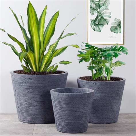 Clay Garden Pots Outdoor Flower Pots Gray Color Pot Planters Mgo Plants