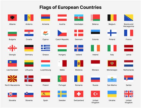 Europe Countries Flags Flags Of Countries In Europe 13709697 Vector