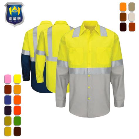 China Fashion Breathable Reflective Custom Hi Vis Cotton Work Shirts