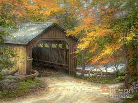Autumn Bridge Painting By Chuck Pinson