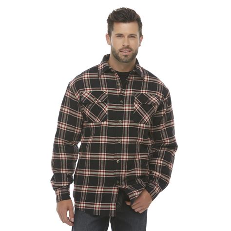 Wrangler Mens Big And Tall Quilted Flannel Shirt Jacket Plaid