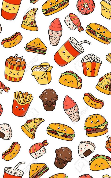 Set Of Vector Cartoon Doodle Icons Junk Food 1300x1300 For Your