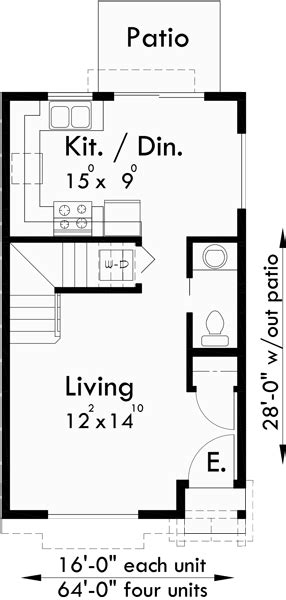 4 Plex Plans 2 Story Townhouse 2 Bedroom 4 Plex Plans F 536