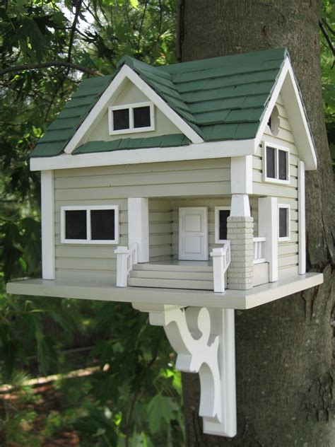 Transparent cover of a green house. Bungalow Birdhouse - Grey with Green Roof | House paint ...