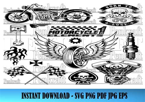 Motorcycle Svg Bundle Clipart Svg Vector Graphics Etsy