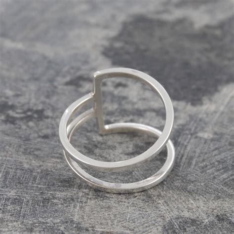 Geometric Silver Square Wire Ring By Otis Jaxon Silver Jewellery