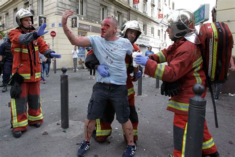 euro 2016 russian hooligans lead mass street violence in france