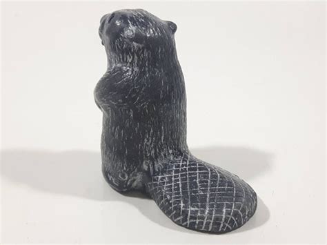 A Wolf Original Beaver Soapstone Carved Sculpture Ornament Treasure
