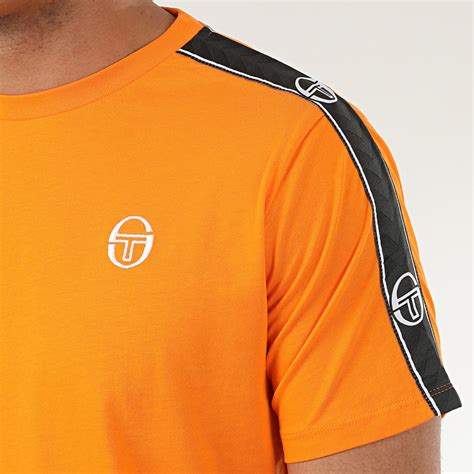 Sergio Tacchini Tee Shirt A Bandes Feather 38536 Orange