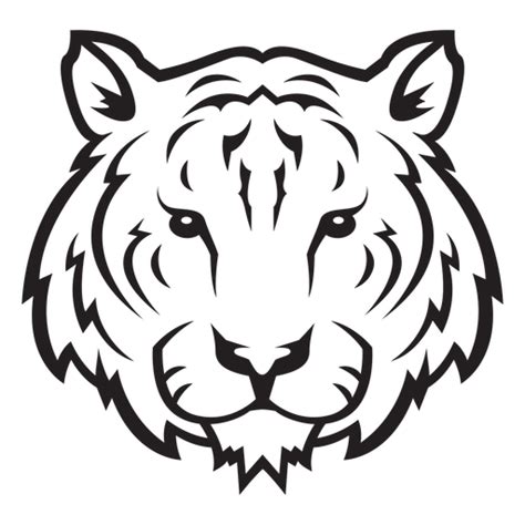 Classic Tiger Head Stroke Transparent PNG SVG Vector File