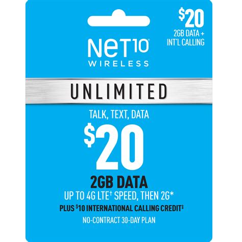 Net10 Wireless Net10 20 Unlimited 30 Day Plan E Pin Top Up Email