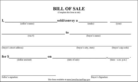 Polk County Iowa Vehicle Bill Of Sale Download The Free Printable Basic