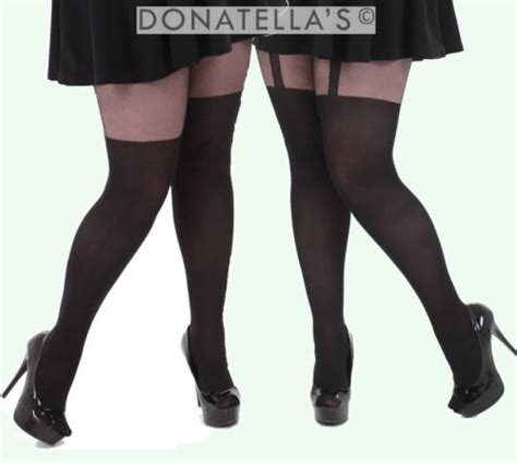 Plus Size Mock Suspender Tights Overknee Pantyhose 20 22 2xl 2x 24 26 3xl 28 30 Ebay