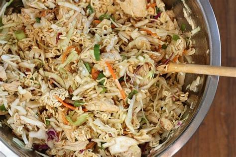 Topped with a dark sesame oil and rice vinegar dressing. asian chicken salad (slaw) 1 lb. boneless skinless chicken breasts (chopped and grilled) 2 pkgs ...