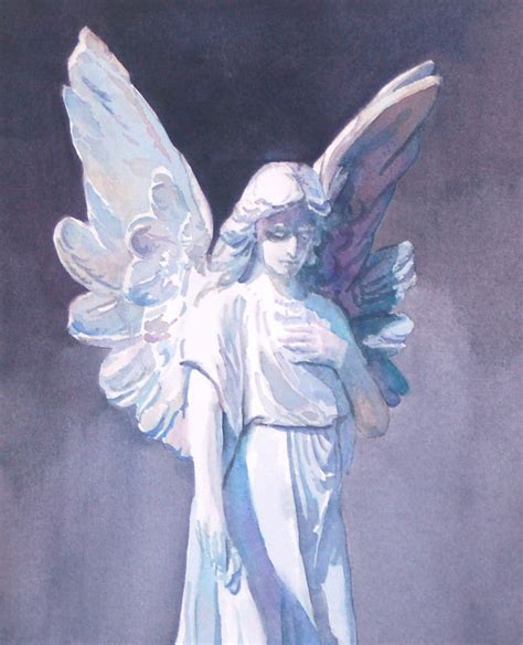 Watercolor Angel Painting Angel Statue Print Of Original Watercolor