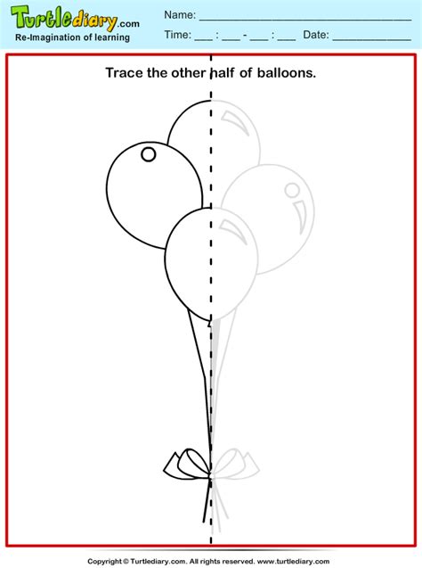 Trace Balloon Turtle Diary Worksheet